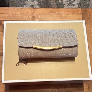 Sparkle Pleated Evening Clutch - Champagne
